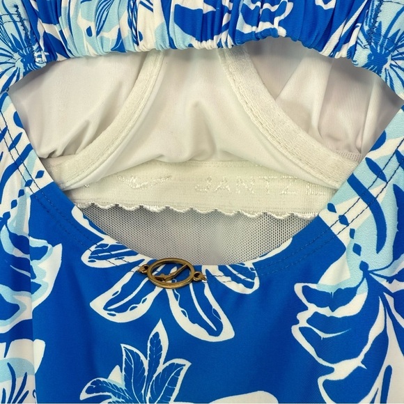 Jantzen Jolie Floral Swimsuit Tommy Control Women Size 8 One Piece Blue White - Picture 4 of 14